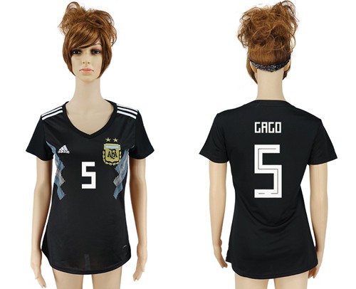 Women's Argentina #5 Gago Away Soccer Country Jersey